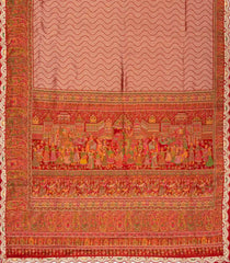 Chestnut Pink Woven Silk Saree With Meena Motifs & Hand Embroidered Selvage-EN1700