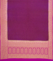 Magenta Handloom Banarasi Khaddi Georgette Silk Saree With Contrast Border-BE1792