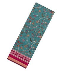 Cyan Printed Chanderi Cotton Saree With Zari Border-BL5477