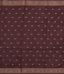 Dark Brown Printed Synthetic Dola Silk Saree With Zari Buttas & Border-SY0246