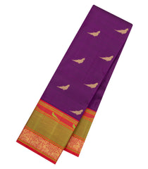 Purple Handloom Korvai Kanchipuram Silk Saree With Zari Buttas-KA16210