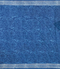 Indigo Printed Jaipur Cotton Saree With Printed Floral Motifs-JC1754