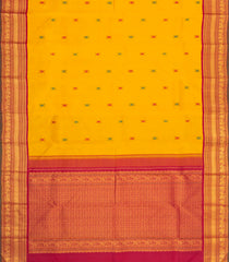 Yellow Handloom Korvai Kanchipuram Silk Saree With Silk Buttas-KA15919