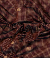 Dark Maroon Handloom Silk Cotton Saree With Checks & Buttas-SC4237