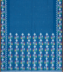 Blue Handloom Bengal Cotton Saree With Checks & Meena Border-BG1399