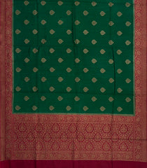 Green Handloom Tussar Silk Saree With Floral Motifs-Green