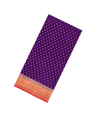 Purple Handloom Banarasi Khaddi Georgette Silk Saree With Contrast Border-BE1807