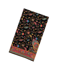 Black Printed Synthetics Dola Satin Saree With Paisley Motifs-BL5161