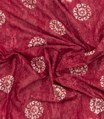 Crimson Printed Jaipur Cotton Saree With Tie & Dye Motifs-JC1861
