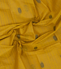Mustard Woven Rasipuram Cotton Saree With Stripes & Buttas-RA2658
