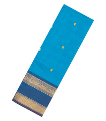 Turquoise Woven Chettinad Cotton Saree With Buttas & Contrast Border-CN1920