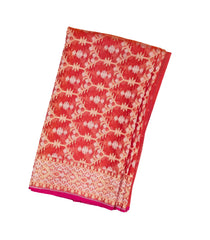 Red Handloom Organza Soft Silk Saree With Floral Motifs-SO4101