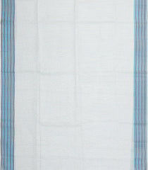 White Woven Tussar Silk Saree With Stripes-TU3315