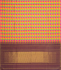 Multi Colour Handloom Kanchipuram Silk Saree With Checks & Contrast Pallu-KA16408