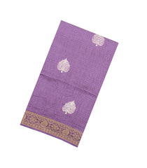 Lavender Printed Synthetic Dola Silk Saree With Zari Stripes & Border-SY0321