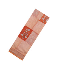 Rust Printed Chanderi Cotton Saree With Zari Border-CC1560