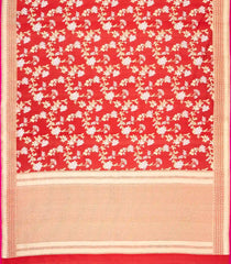 Red Handloom Organza Satin Soft Silk Saree With Floral Vine Motifs-SO4073