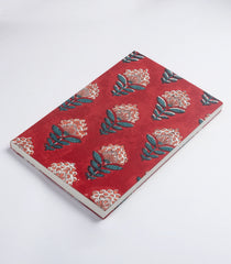 Crimson 9 X 6 Inch Bagru Dabu Block Printed 96 Page Handmade Notebook-ACS1022