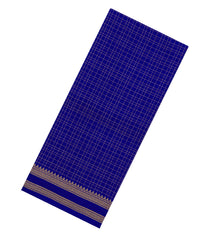 Blue Woven Mysore Silk Saree With Pure Zari Checks -MS3280