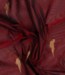 Maroon Handloom Silk Cotton Saree With Zari Buttas & Contrast Border-SC4819