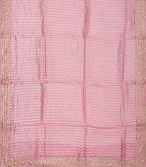 Bubble-gum Pink Woven Organza Silk Saree With Embroidered Floral Motifs