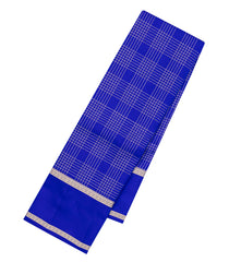 Blue Woven Pure Silk Saree With Zari Checks-EC2612