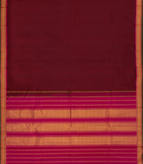 Maroon Handloom Kanchipuram Silk Saree With Contrast Border-KA15011