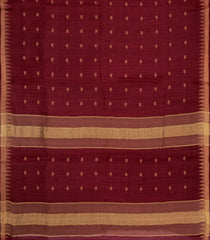 Crimson Woven Tussar Silk Saree With Floral Motifs & Contrast Border-TU3552