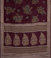 Maroon Printed Synthetics Brasso Saree With Floral Motifs-BL5310