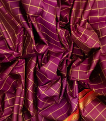 Magenta Handloom Kanchipuram Silk Saree With Zari Checks-KA13170