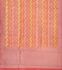 Peach Handwoven Printed Tussar Silk Saree With Chevron Motifs-Peach