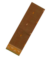 Dark Beige Handloom Kanchi Cotton Saree With Floral Motifs-KC1727