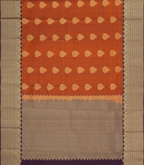 Rust Handloom Soft Silk Saree With Floral Buttas-SO4680