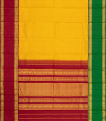 Yellow Handloom Korvai Kanchipuram Silk Saree With Ganga Jamuna Border-KA15890