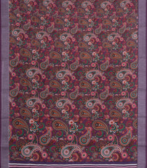 Maroon Printed Synthetic Linen Saree With Floral Motifs-SY0192