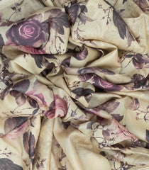 Cream Handloom Tussar Silk Saree With Printed Floral Motifs-TU2882