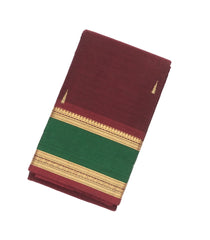 Maroon Handloom Kanchi Cotton Saree With Tree Buttas