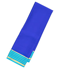 Blue Woven Mysore Crepe Silk Saree With Contrast Border-MS3171