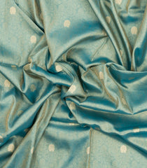 Turquoise Woven Art Tissue Dupion Saree With Floral Zari Buttas-BL5885