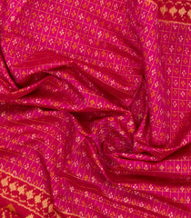 Pink Handloom Rajkot Patola Ikat Silk Saree With Tie & Dye Floral Motifs-IK0484