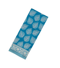 Cyan Printed Synthetics Dola Silk Saree With Floral Motifs-BL5194