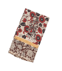 Off White Woven Kalamkari Printed Cotton Saree