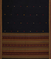 Black Handloom Kanchi Cotton Saree With Diamond Buttas-KC1651