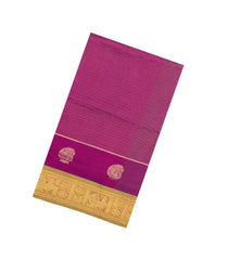 Magenta Handloom Soft Silk Cotton Saree With Zari Checks-SC4584