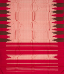 Peach Handloom Korvai Kanchipuram Silk Saree With Silk Thread Work Border-KA13236