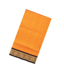 Orange Handloom Korvai Silk Cotton Saree With Contrast Zari Border-SC4978