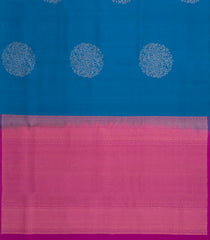 Blue Handloom Soft Silk Saree With Floral Buttas & Contrast Pallu-SO4405