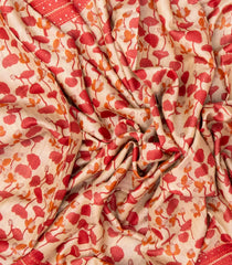 Cream Handloom Tussar Silk Saree With Printed Geometric Motifs-TU2748