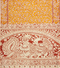 Orange Printed Kalamkari Cotton Saree-KAL1256