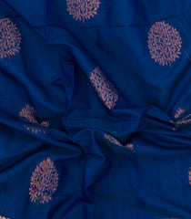 Blue Handloom Silk Cotton Saree With Buttas-SC4529